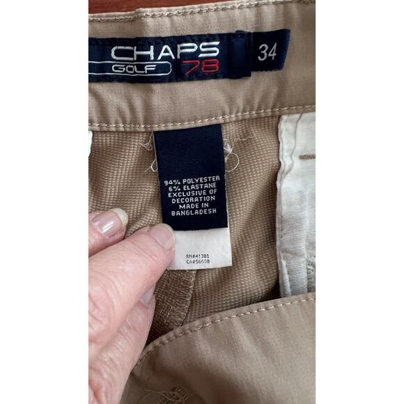 Chaps Shorts Mens Golf Cargo Size 34 Back Pockets Button Beige Zip Pockets - Picture 5 of 6